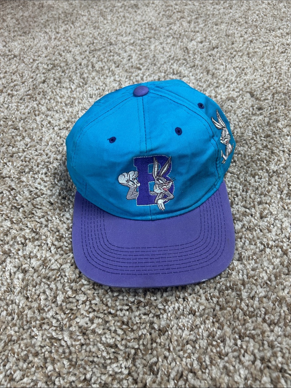 Vintage Teal and Purple Bugs Bunny Embroidered Cap